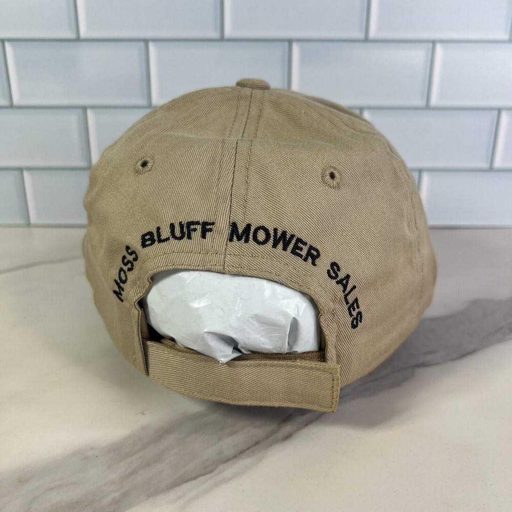 HUSTLER Mowers Lawn Care Cap Hat Beige Hook Loop Moss Bluff Mower Sales - Picture 6 of 11